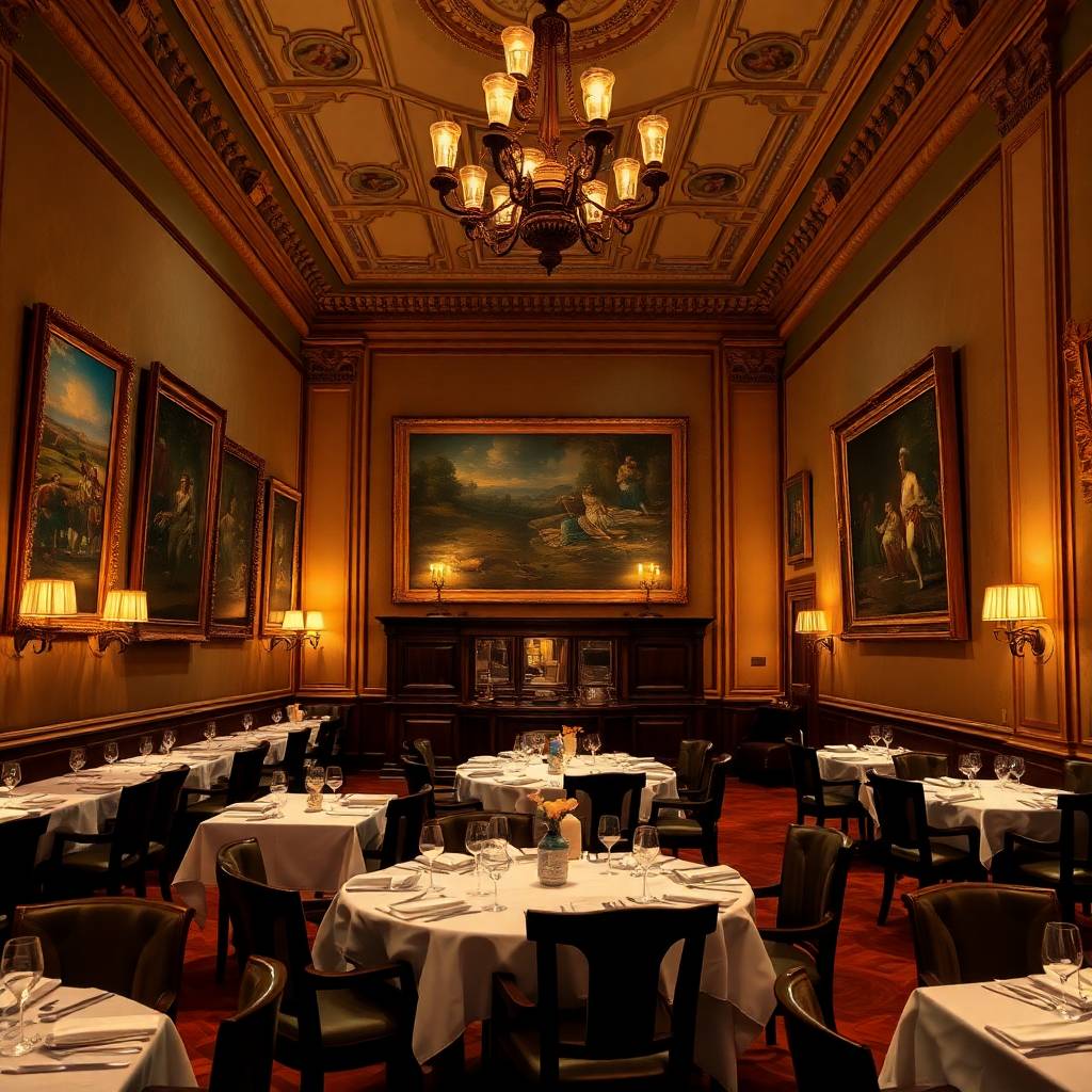 Elegantní interiér restaurace s uměním